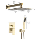 ZUN Shower set brushed gold 10 inch bathroom Deluxe mixer combination set wall mounted KE-3803-BG