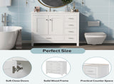 36" White Bathroom Vanity with Ceramic Sink Combo, Abundant Storage Cabinet -2 Soft-close doors and WF319798AAK