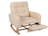 Nursery Rocking Chair with Retractable Footrest, Teddy Fleece Upholstery, 2 Side Storage Pockets, 87972180