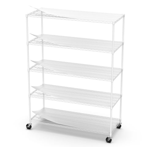 ZUN 5 Tier 7500lbs Heavy Duty Adjustable Storage Rack Metal Shelf Wire Shelving Unit with Wheels & Shelf W155083061