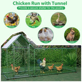 ZUN 10x3FT Metal Chicken Coop Run Backyard Hen House Poultry Habitat Cage w/Cover W2505P151984