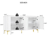 Multi-Functional Storage Cabinet,Four-Door Sideboard with unique texture,Adjustable Shelves, W2696P279989