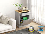 Kitchen Tilt Out Trash Bin Cabinet Free Standing Recycling Cabinet Trash Can Holder With Drawer, 23277241