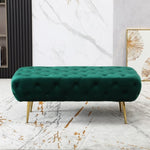 ZUN Sira Velvet Button Tufted Bench with Gold Metal Legs, Green T2574P164598