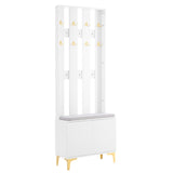 ON-TREND Modern Luxury 4-in-1 Hall Tree with Cushion, Versatile Coat Rack with 8 Gold Hooks and N721P192814K
