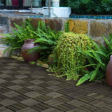 30 PCS Interlocking Deck Tiles Striped Pattern, 12" x 12" Square Light Gray Acacia Hardwood Outdoor 25506565