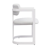 Upholstered Dining Chairs Set of 2, Fabric Armchairs with Beige Seating White Metal Frame, 265 LBS N779P281141B