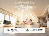 Modern Ceiling Fan with Lights Remote Control, 8 PCS Blades ,32" white Ceiling Fan with Light, 6 W3775P566904