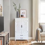 27'' Accent Tall Tower White Storage Cabinet - Rustic Wood Sideboard Pantry Cabinet - Versatile W2295P294585