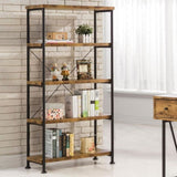 Antique Nutmeg and Black 4-shelf Bookcase B062P145622