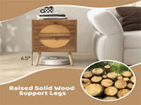 Set of 2 Bohemian 2-Drawer Bedside Table, 54.6140.6455.88 cm Natural Pine Wood Legs Nightstand, 88 48753669