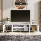 ZUN U-Can Modern TV Stand for TVs up to 75 Inches, Entertainment Center with Storage Cabinets and 1 WF530171AAK