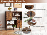 4-Tier Open Shelf Storage Cabinet with 2 Doors, 176 LBS Total Capacity for Entryway & Living 62237711