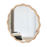 Solid Wood Wavy Mirror--Natural-Wood Vanity Mirror Wall Decor 31" x 31" Modern Mirror Wall Decor for W1445P189598
