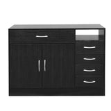 MDF With Triamine Double Doors And Five Drawers Bathroom Cabinet Black 42835201