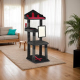 Gothic Cat Tree - 49in Black Cat Tower with Throne Goth Bed, Coffin-shaped Perch, Durable Sisal 99182828