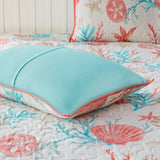 ZUN 6 Piece Cotton Sateen Quilt Set with Throw Pillows Coral King/Cal King B03597452