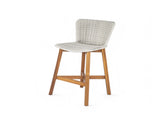 Lymington Outdoor Bar Stool, Teak Finished Wood with Light Grey Wicker, Set of 2 N775P278094G