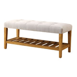 Light Grey and Oak Tufted Padded Seat Bench B062P189177