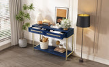 TREXM Entryway Table, Console Table with Two Drawers, Retro Hallway Table with Striking Geometric N715P227910M