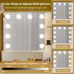 ZUN Large Makeup Vanity with Lights, Vanity Table with Charging Station, Vanity Desk with Mirror and 10 73638677