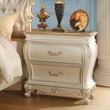 Pearl White 2-Drawer Nightstand with Queen Anne Legs B062P215398