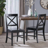 ZUN Roshan Farmhouse Acacia Wood Dining Chairs, Black 62888.00BLK