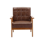 ZUN Accent Chairs Set of 2 with Table, Mid Century Modern Accent Chair, Wood and Fabric Armchairs 03533300