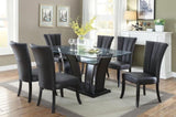 ZUN Black Faux Leather Upholstered Lines back Set of 2pc Chairs Dining Room Wide Flair back Chair HSESF00F1591