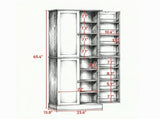 65" Kitchen Pantry Cabinet, 4-Door with 16 Shelves, Black 79960555