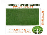 3ft x 32ft Artificial Turf 0.6" Mat with Drainage Holes. Fake Grass with Rubber Backing, 52604184