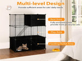 44" Multi-Level Cat Tree Indoor with Sisal Scratching Posts Condo Hammock Hanging Balls Black 92758311