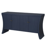 Refined Industrial 4-Door Credenza with Wooden Arc Legs & Bronze Clasps Advanced Storage Design, W1445P256460