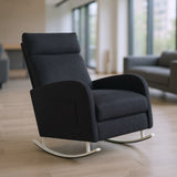 Chenille Upholstered Rocking Chair with Metal Legs and Side Storage Pocket Modern Comfort & 83578306