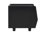 Black Nightstand with Rattan Detail, MDF Solid Wood, Modern Bedroom Storage, Open Shelf & Drawer, N770P374577B