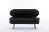 036-Boucle Fabric Storage Bench Bedroom Bench With Wood Legs For Living Room Bedroom Indoor,Black W527121994