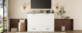Queen Size Farmhouse Murphy Cabinet Bed with Charging Station, Foldable Platform Bed with Large 10043440