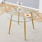 Round dining table with glass top, gilded metal legs, exquisite living, starting from details, W1151P205872