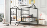 ZUN Metal House Bed Frame Full Size with Slatted Support No Box Spring Needed Black MF289094AAB