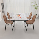47"-63" extendable MDF modern dining and chair set, suitable for 2-6 people, white dining 32318093