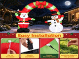 10 FT Christmas Inflatable Archway with Santa & Snowman, Built-in LED Lighted Blow Up Arch for Yard 36327169