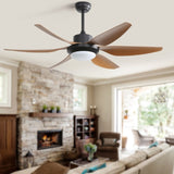 ZUN 54 Inch Indoor Ceiling Fan With Dimmable Led Light ABS Blades Remote Control Reversible DC Motor For W882P221515