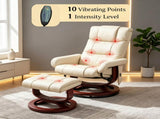 Swivel Recliner and Ottoman Set with Massage & Remote Cream White 72418688
