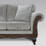 ZUN Hernen Carved Wood Frame Gray Sofa and Loveseat Set T2574P195802