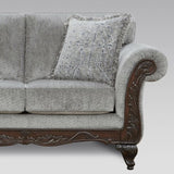 Hernen Carved Wood Frame Gray Sofa and Loveseat Set T2574P195802
