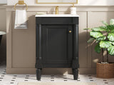 18" French Style Bathroom Cabinet with Storage, Small Space Solution with Ceramic Sink, Adjustable N710P415332B