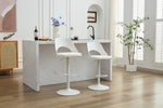 ZUN Bar Stools Set of 2 Modern White PU Counter Height Barstool, High Padded Swivel Adjustable Barstools W794P193339