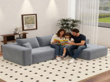 Gray Modular Corduroy Sectional Sofa with Chaise Lounge, All-Foam Deep Seat Couch, Soft Wide-Wale 61332137