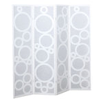 ZUN Arvada 4-Panel Wood Room Divider with Circle Pattern, White T2574P165181