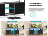 TV Stand with Power Outlets and LED Light for 43-inch TV, Double-layer 4 Fabric Drawers for Living 82785696
